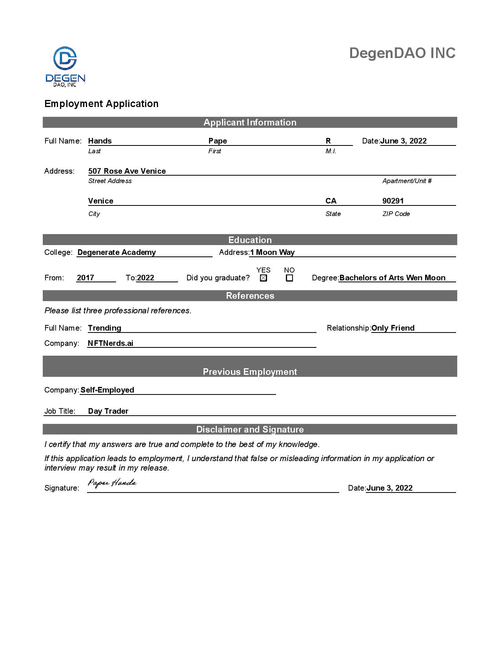 DegenDao Applications