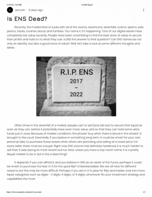 "Is ENS Dead?"