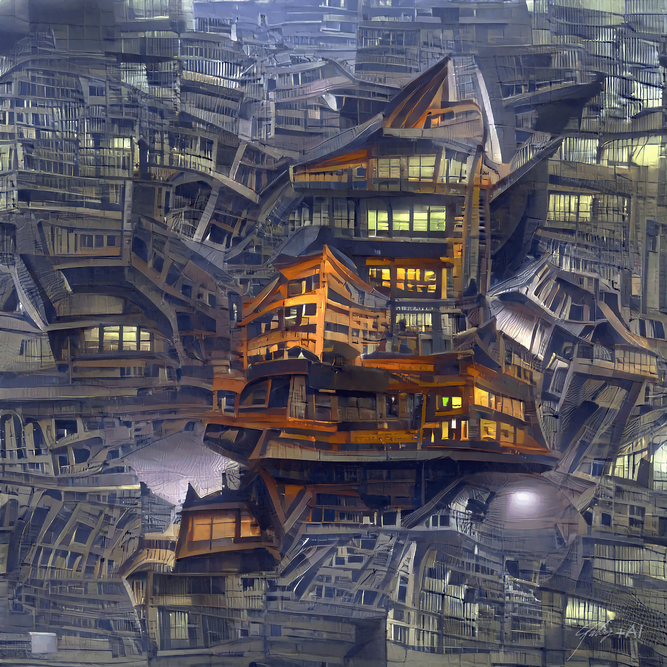 4 dimensional Shoin-zukurian office building
