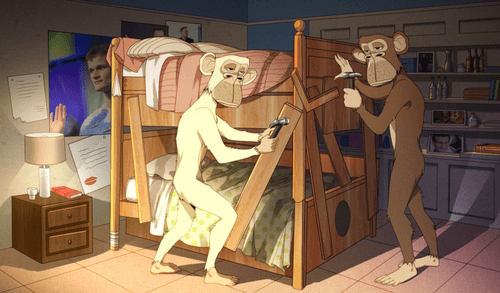 Story Ape 027-BAYC#3144 #4296 - Step Brothers - Building Bunk Bed