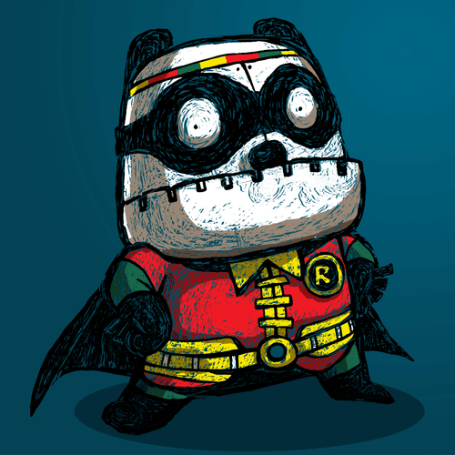 Papadou in Robin's costume