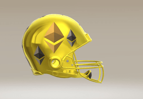 3D - Ethereum Gold American Football Helmet