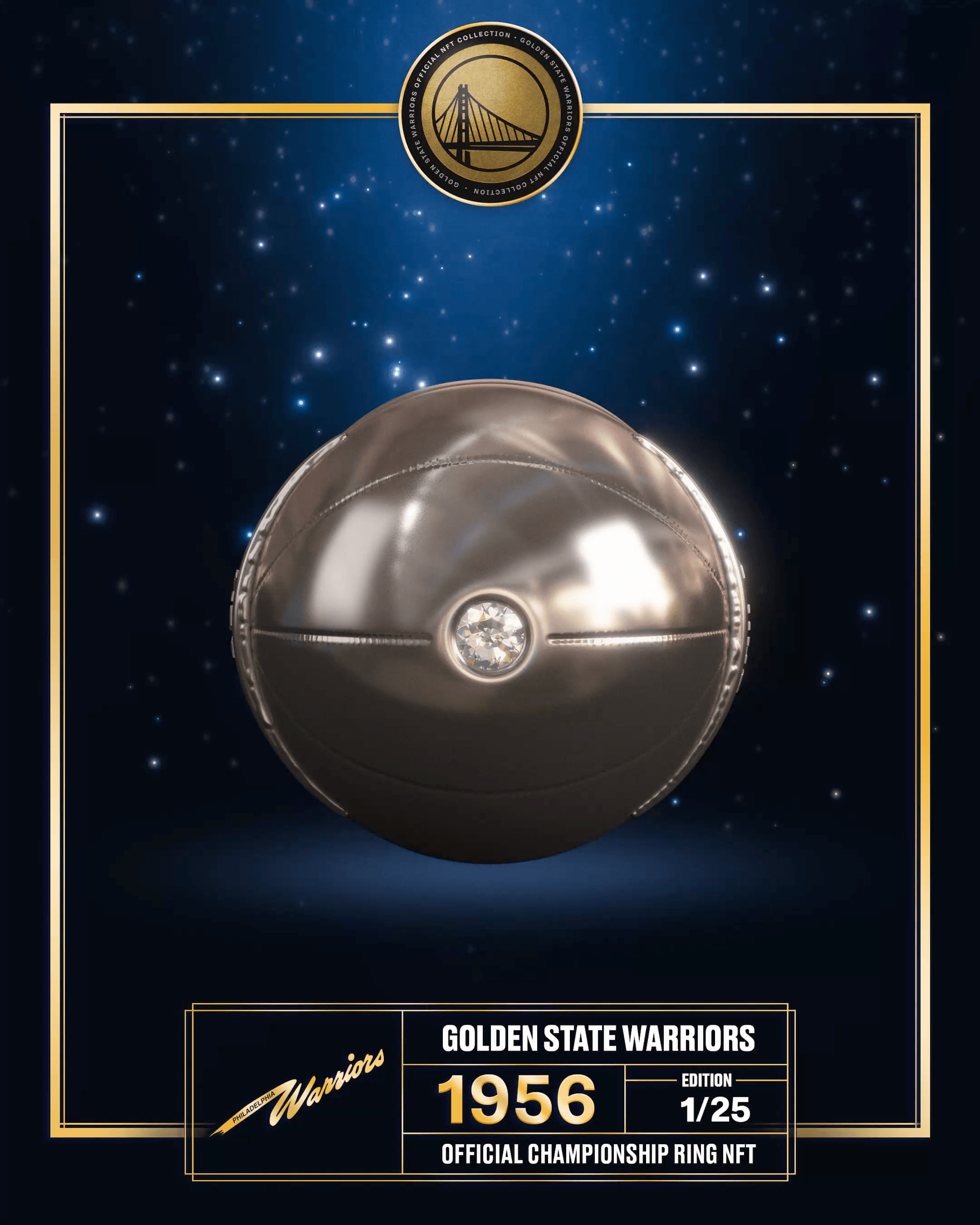 Edition 1 - 1956 Warriors Championship Ring NFT & Physical Ring (1/25)