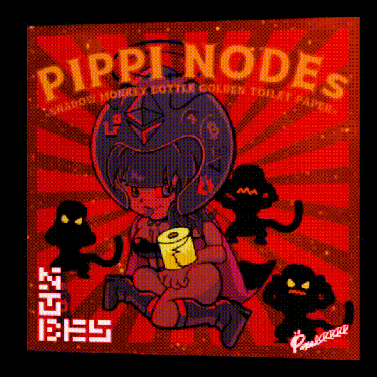 PIPPI NODEs no.3 REDRED -shadow monkey & bottle & golden toilet paper-