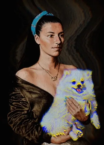 Lady with Pomeranian - Glitch Edition
