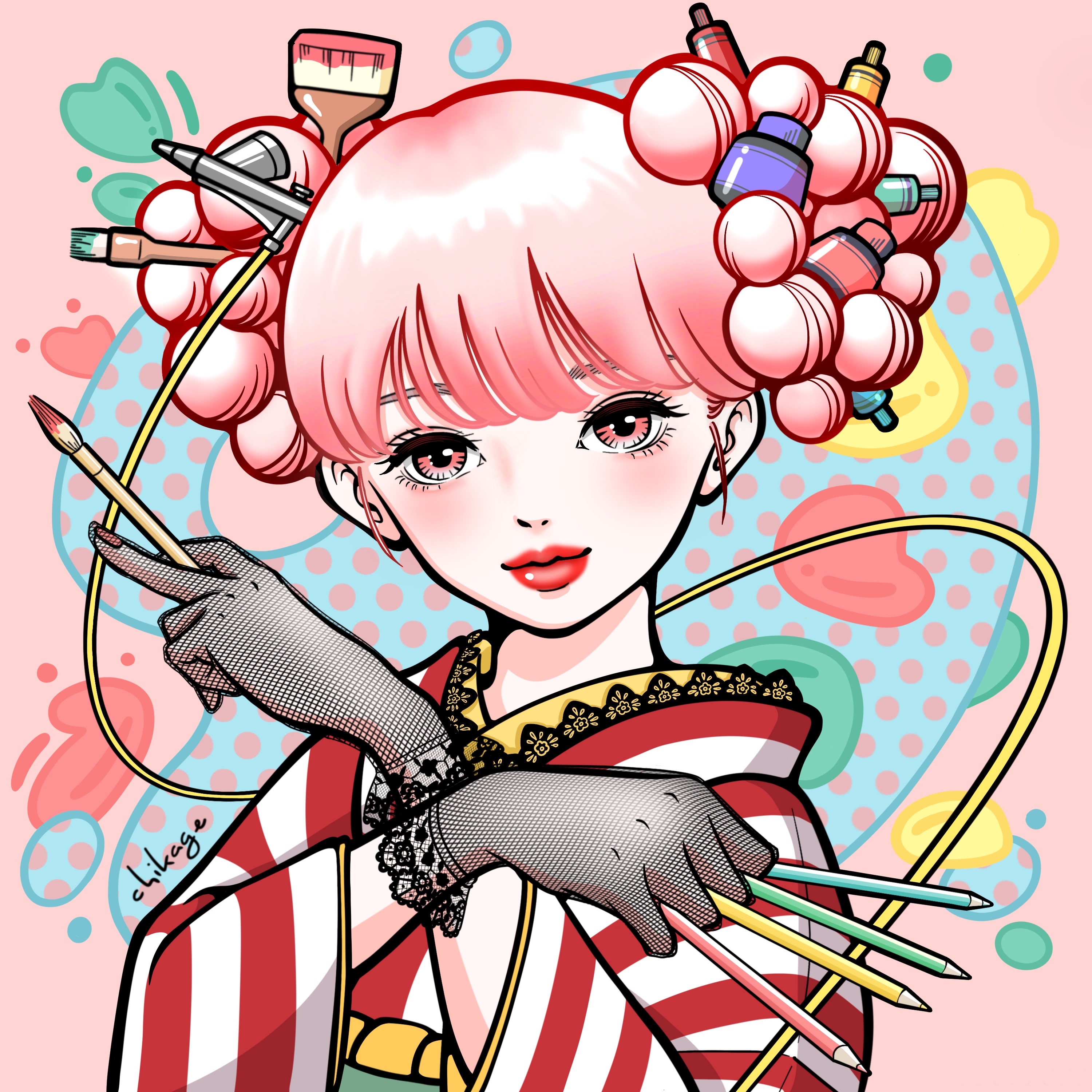 Kimono Art Girl-pink