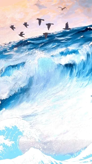 Painted ocean blue with birds in flight MP4