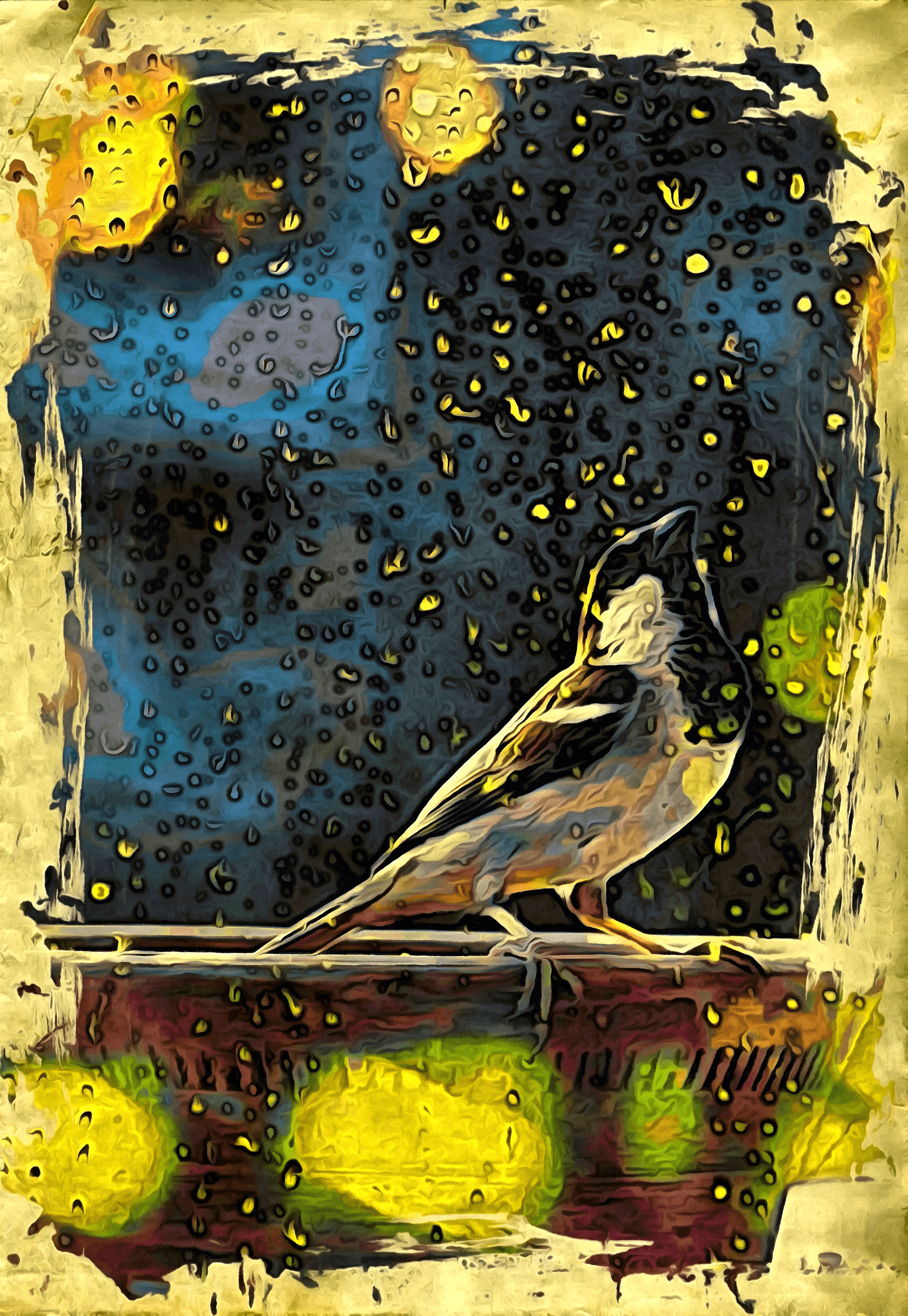 Little sparrow in rain