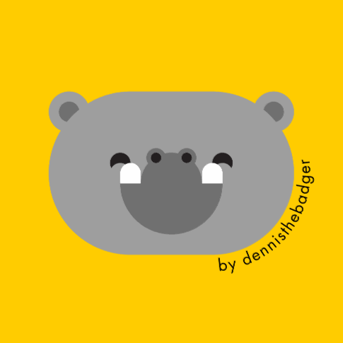 Hugo Hippo Yellow - Cute Minimalist Jungle Safari Zoo - Animal Friends by DennisTheBadger
