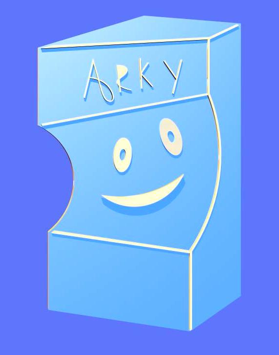 Blu Sky Arky Arcade Logo Design 80s