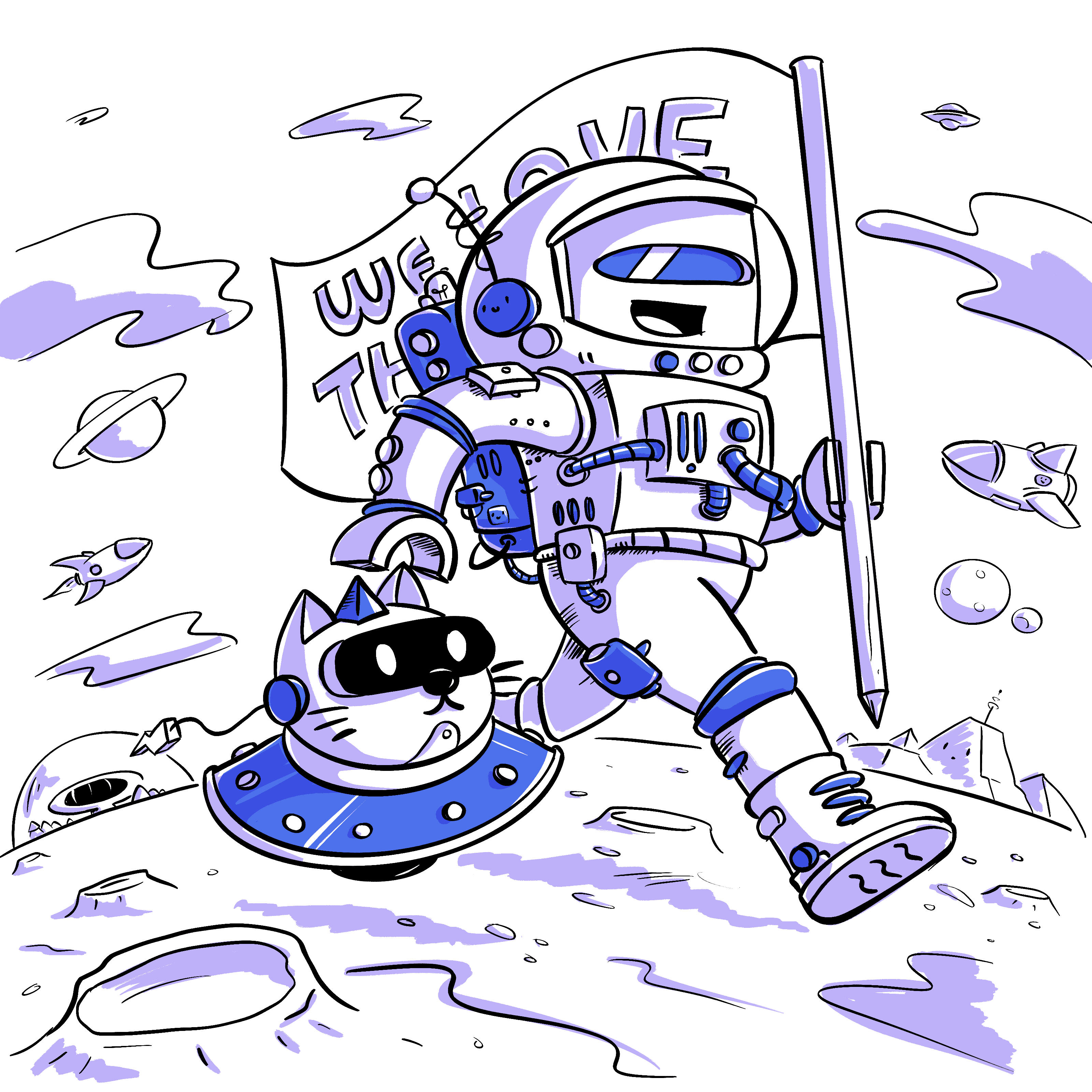 Spaceboto Moonwalking