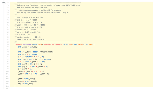 BokkyPooBah's DateTime Library _daysToDate(uint _days) #0 of 1,000