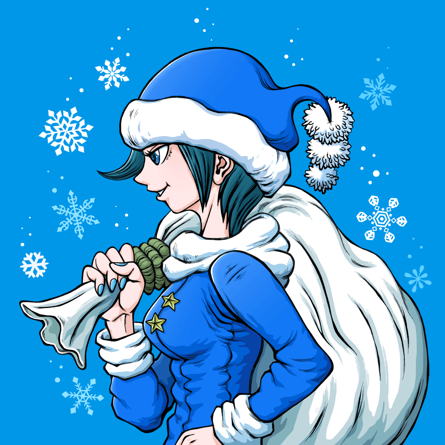 Blue Santa Girl