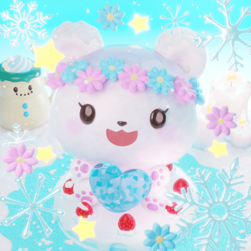 CNPcake #00175 Leelee-WhiteBear-Flower-Charm