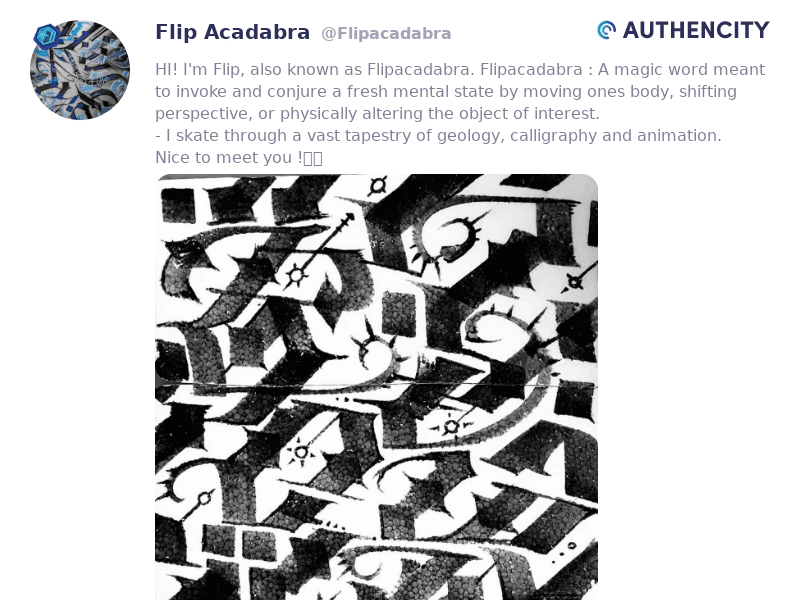 Authencity publication by Flip Acadabra (@Flipacadabra)