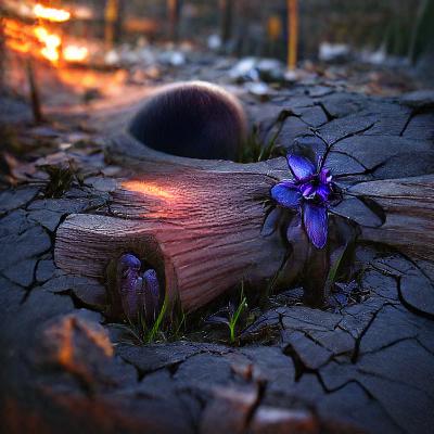 A Violet Sapphire flower growing out of the ground