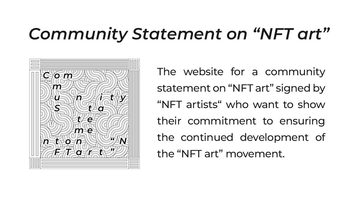 Community Statement on "NFT art"