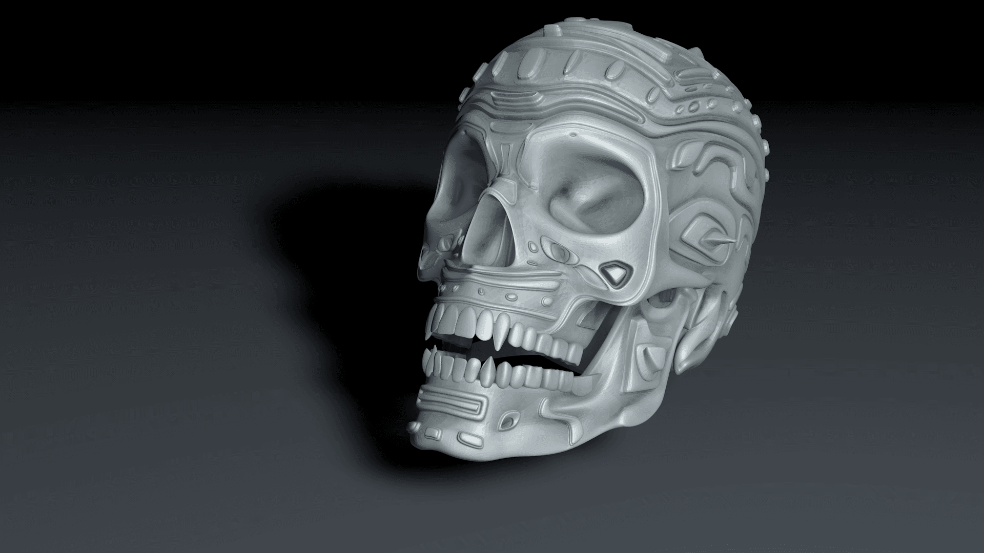 Vampire Cyborg skull fantasy art by Tommy Von