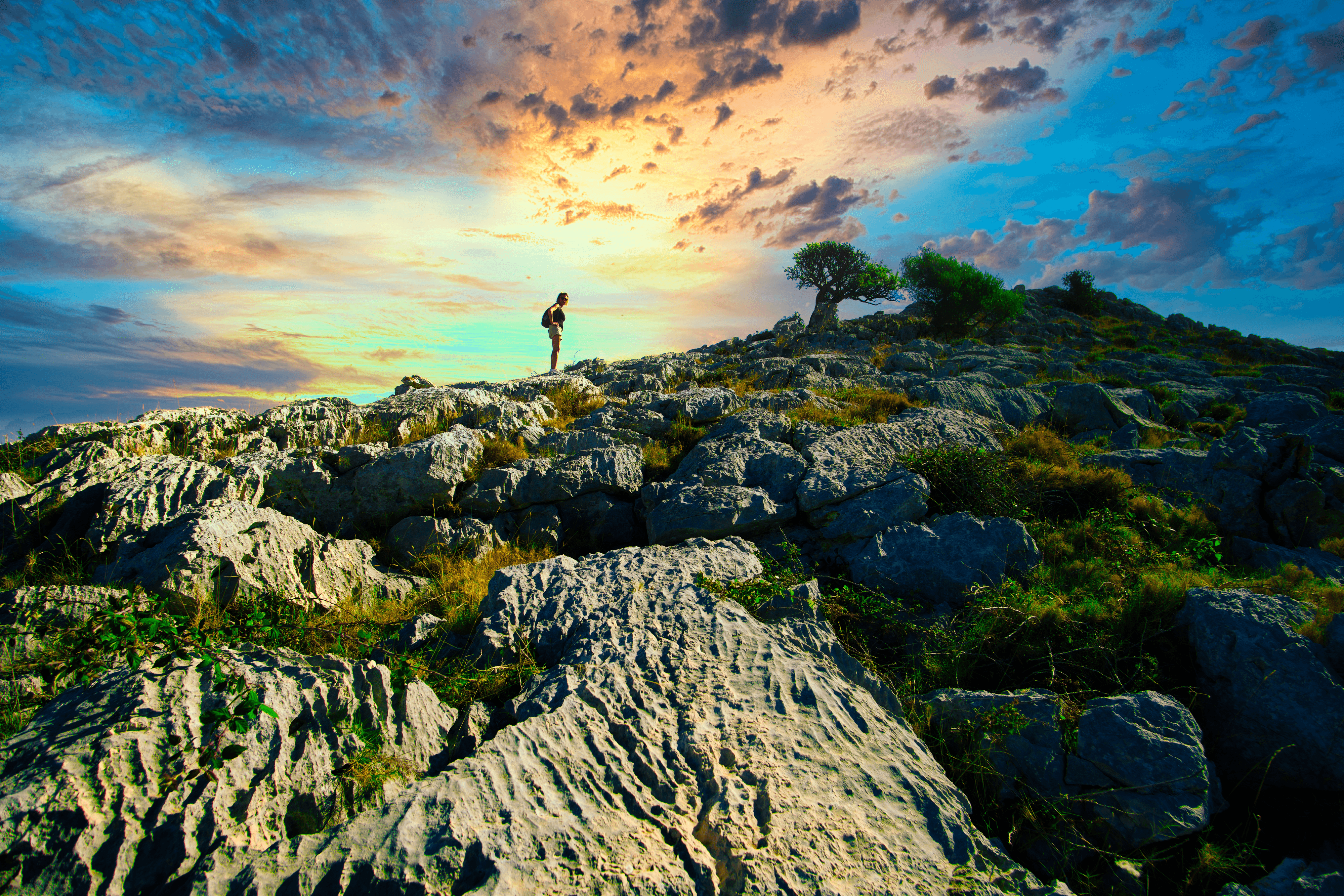 Kornati National Park Croatia with 1 person and sun