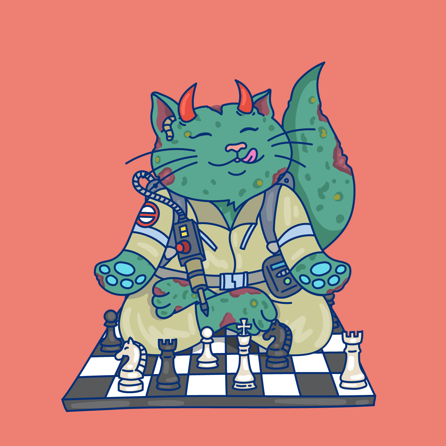 Meditating Cat #50. Chessmaster Ghostbuster