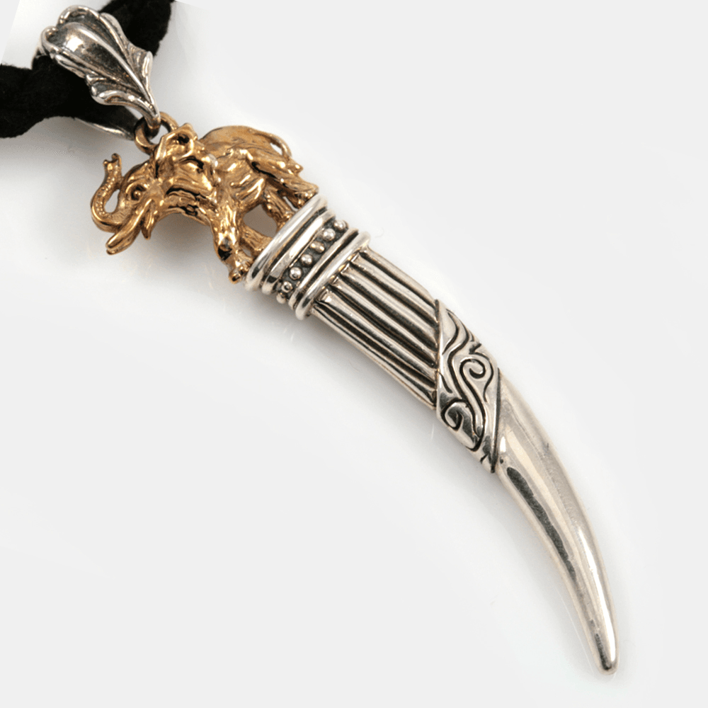 African Tusk Charm with Golden Elephant on top #1