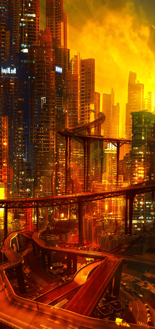 Orange planet sunset