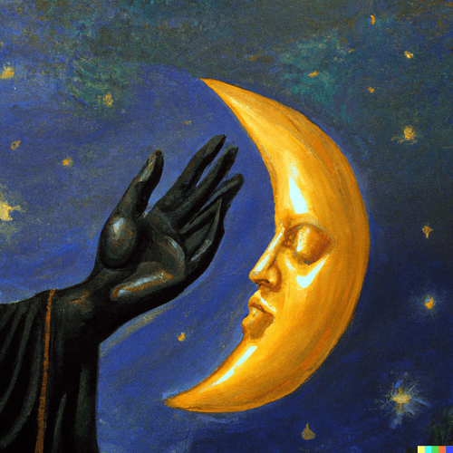 Black hands and crescent moons