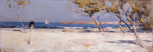Ariadne - Arthur Streeton 1895 oil on wood panel   Public Domain Faithfully Digitized @ 4016 x 1381