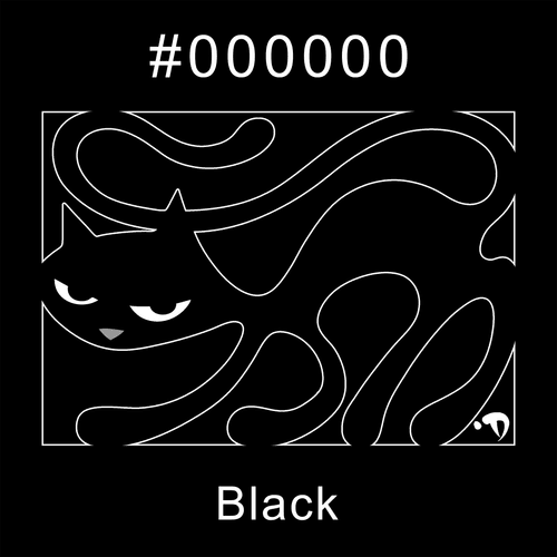 (Series 1) Curvy Cat on HEX #000000 Black - (outline)
