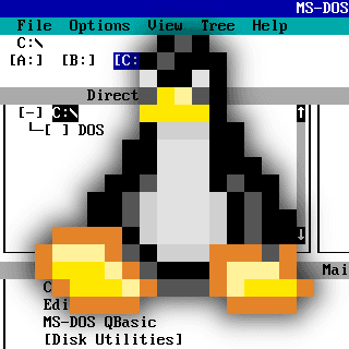 Tux visis MS-DOS 5.0 Shell - #10100