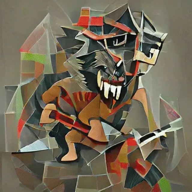 Cubist Samurai Werewolf (Motion MP4 NFT with Original Ambient Soundtrack)