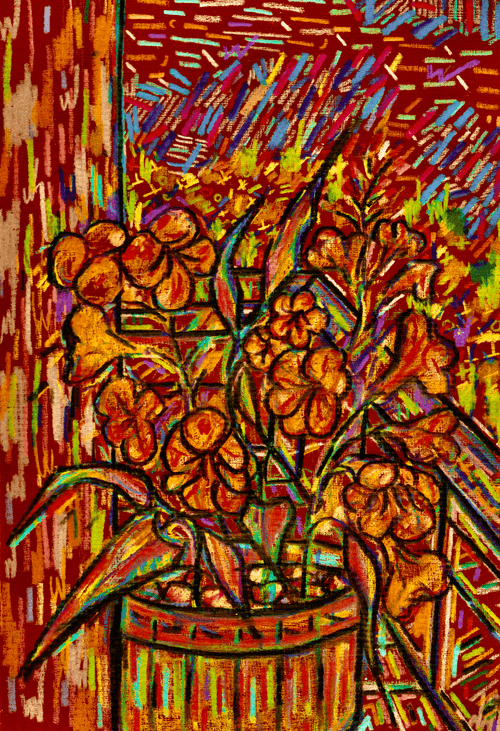 Yellow elder on a balcony