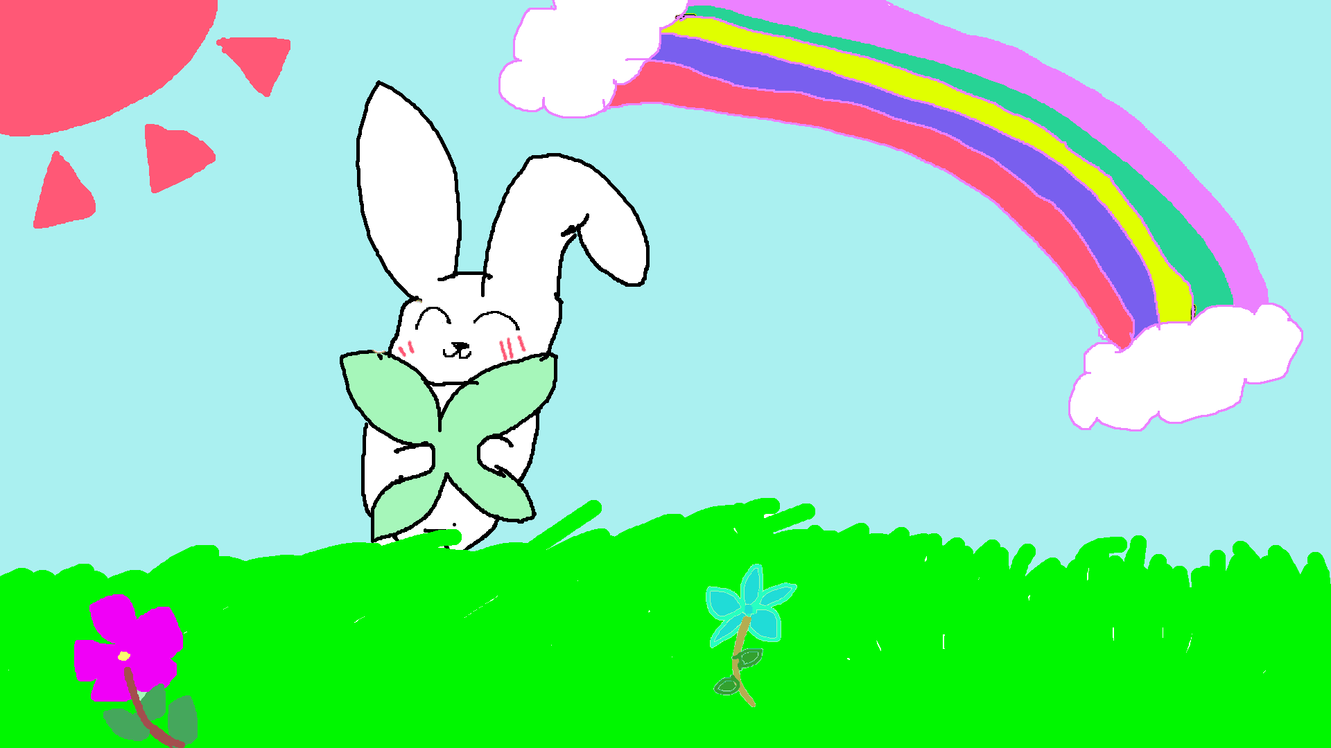 Rabbit and four leaf