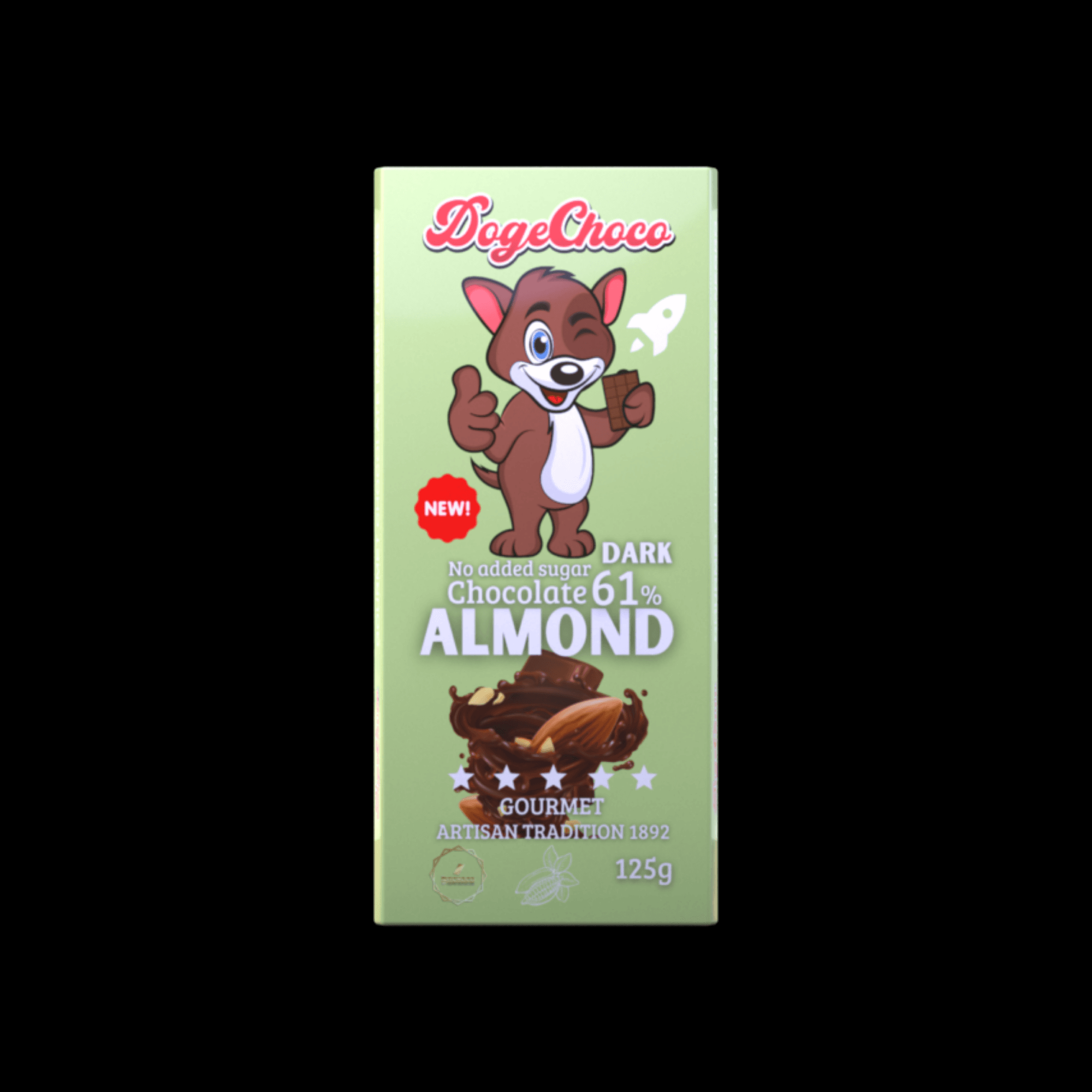 Dogechoco Crypto Chocolates NFT Dark 61% Almond No Added Sugar
