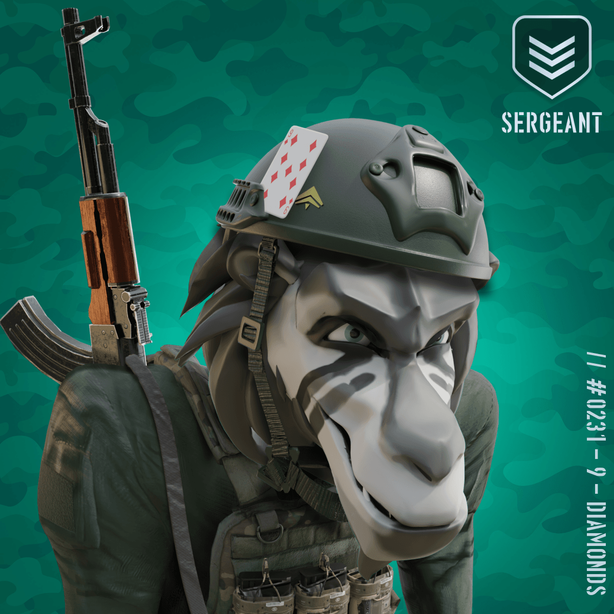 Angry Black Sergeant Baboon #231