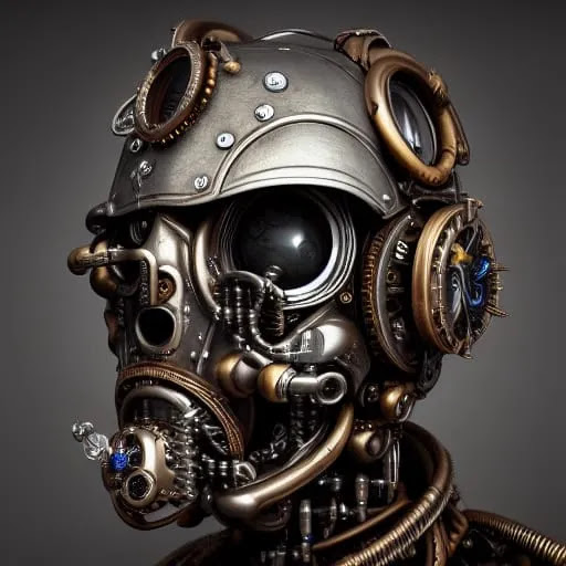 Steampunk Cyborg Head's Up #111