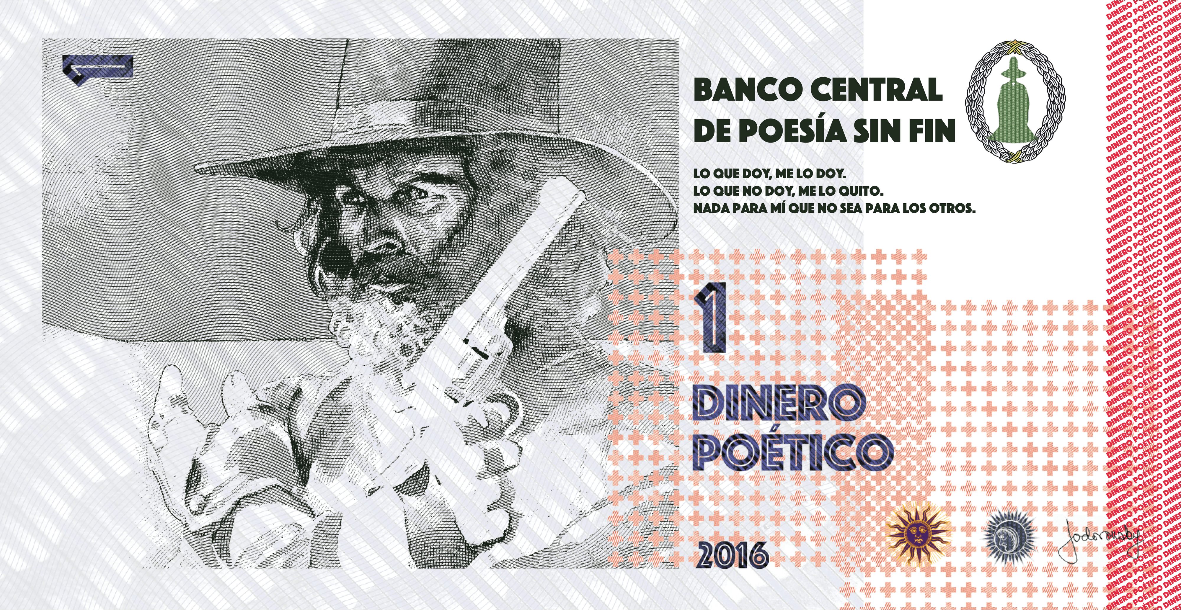Banknote from 1 "Dinero Poético" by Alejandro Jodorowsky (back).