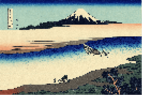 Hokusai #004 Thirty-Six Views of Mt Fuji - Tama River in Musashi Province