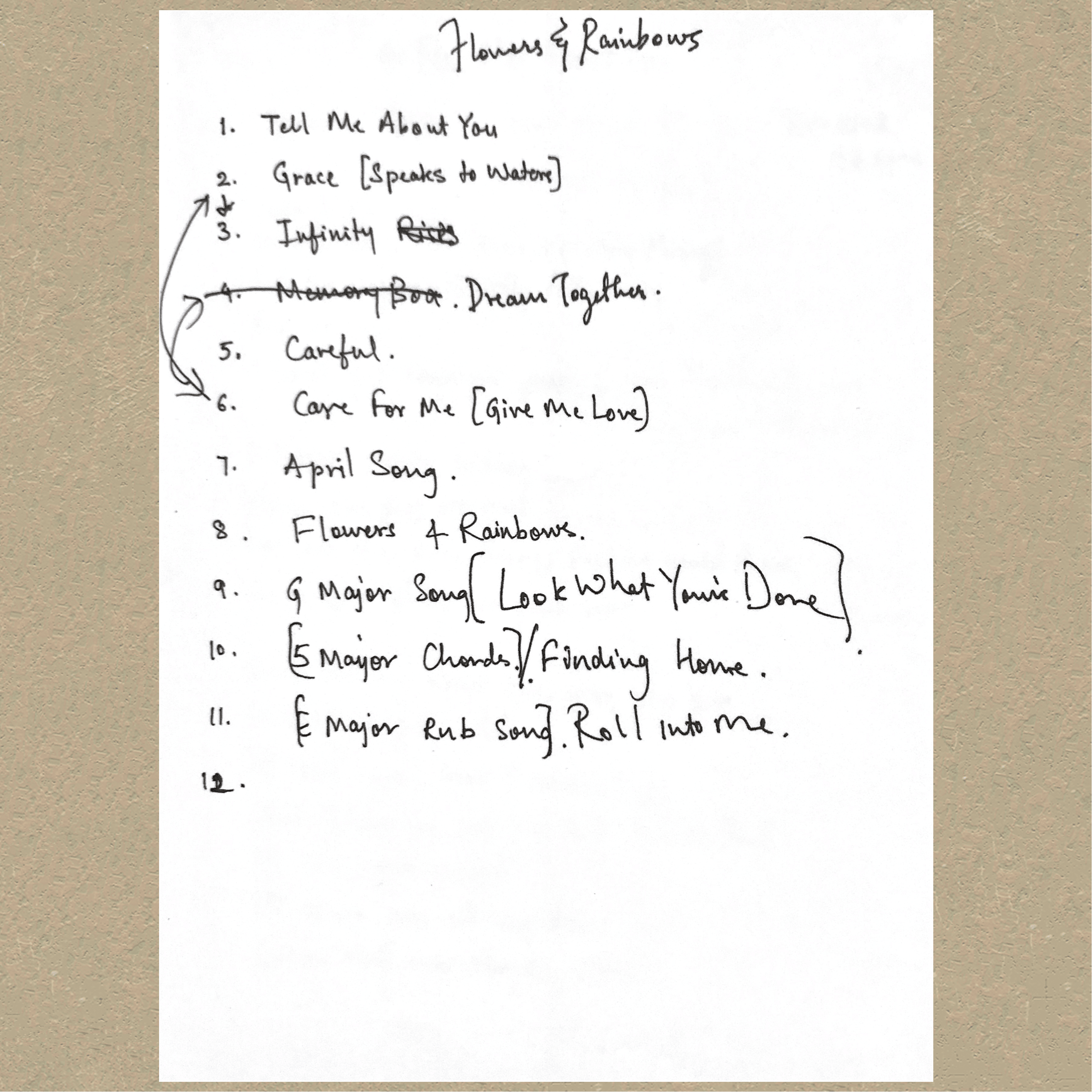 Flowers & Rainbows Original Album Tracklist
