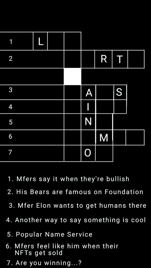 1st Riddle Card/Crossed words
