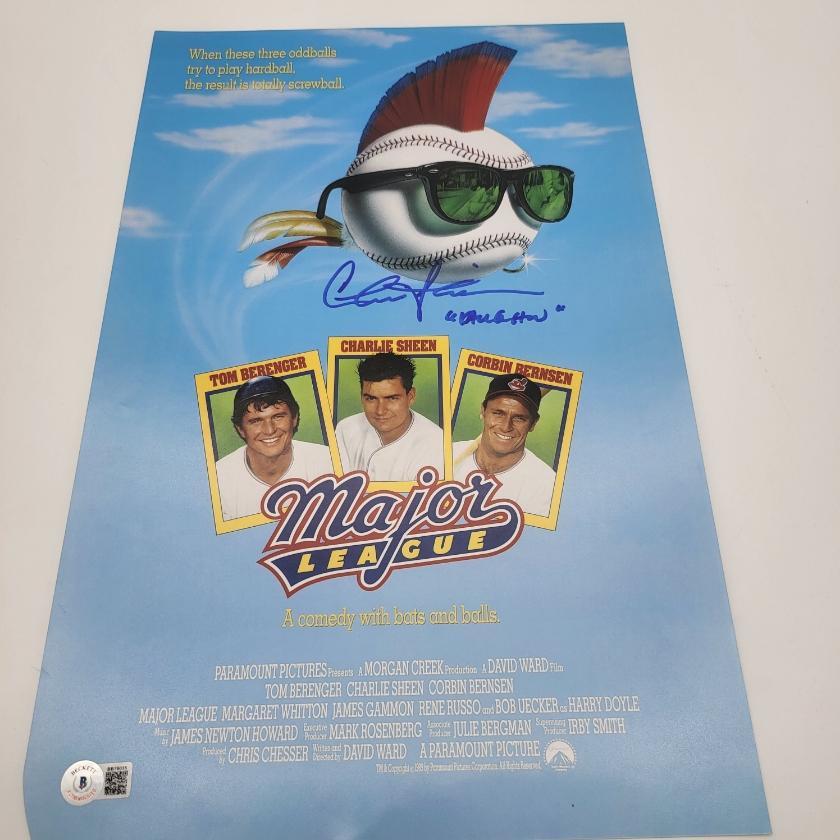 Major League Movie Poster signed by Charlie Sheen Certificate of authenticity