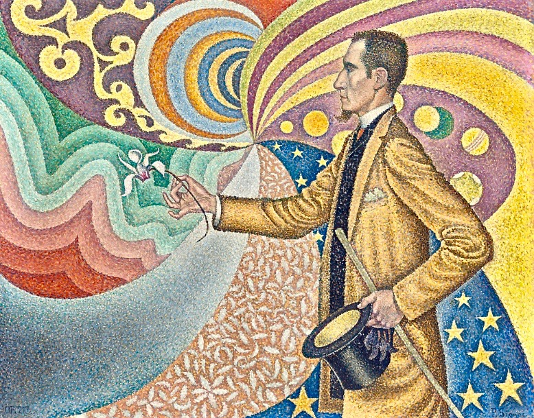 Paul Signac, Against the Enamel of a Background Rhythmic with Beatsand Angles, Tones, and Tints, Portrait of M.Félix Fénéon in 1890-1890. The Museum of Modern Art, New York.