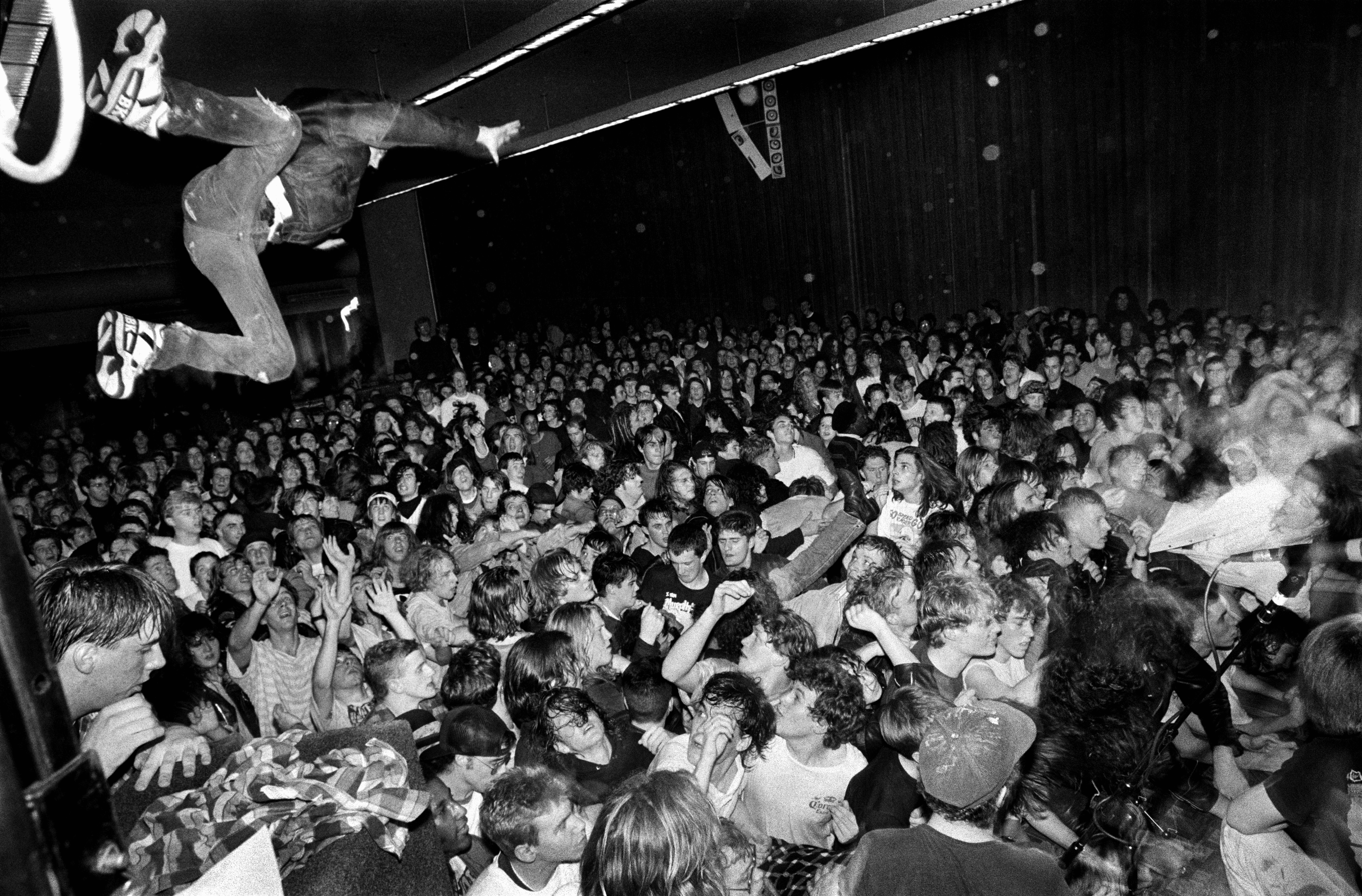 Nirvana stage diver: University of Washington HUB Ballroom, Seattle, 1990
