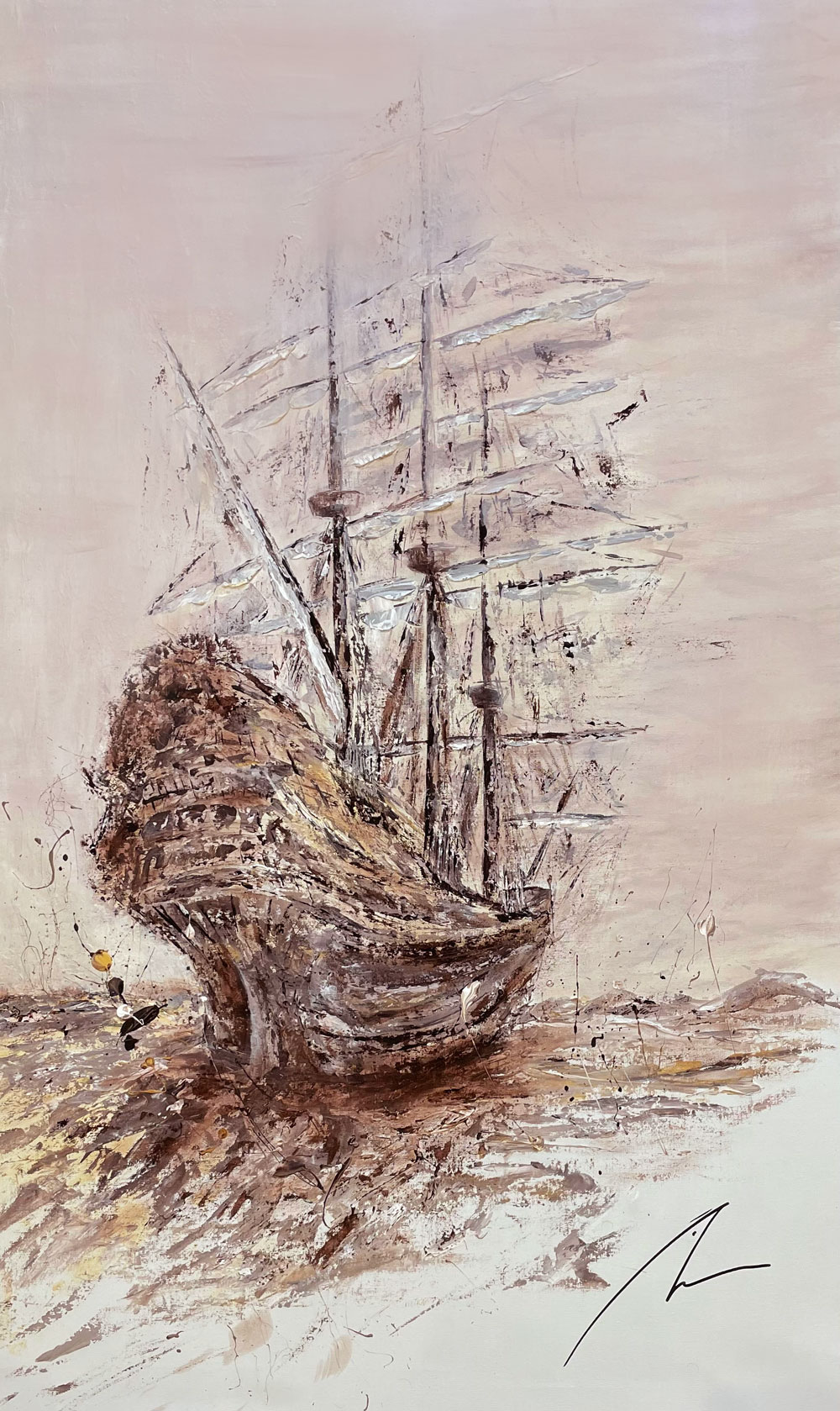 Sailing Away - Abstract Art 'Tall Sailing Ships' | Large Canvas | Modern Art