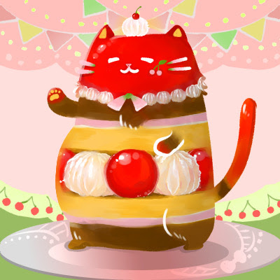 Cherries-cake yummy cat #give003