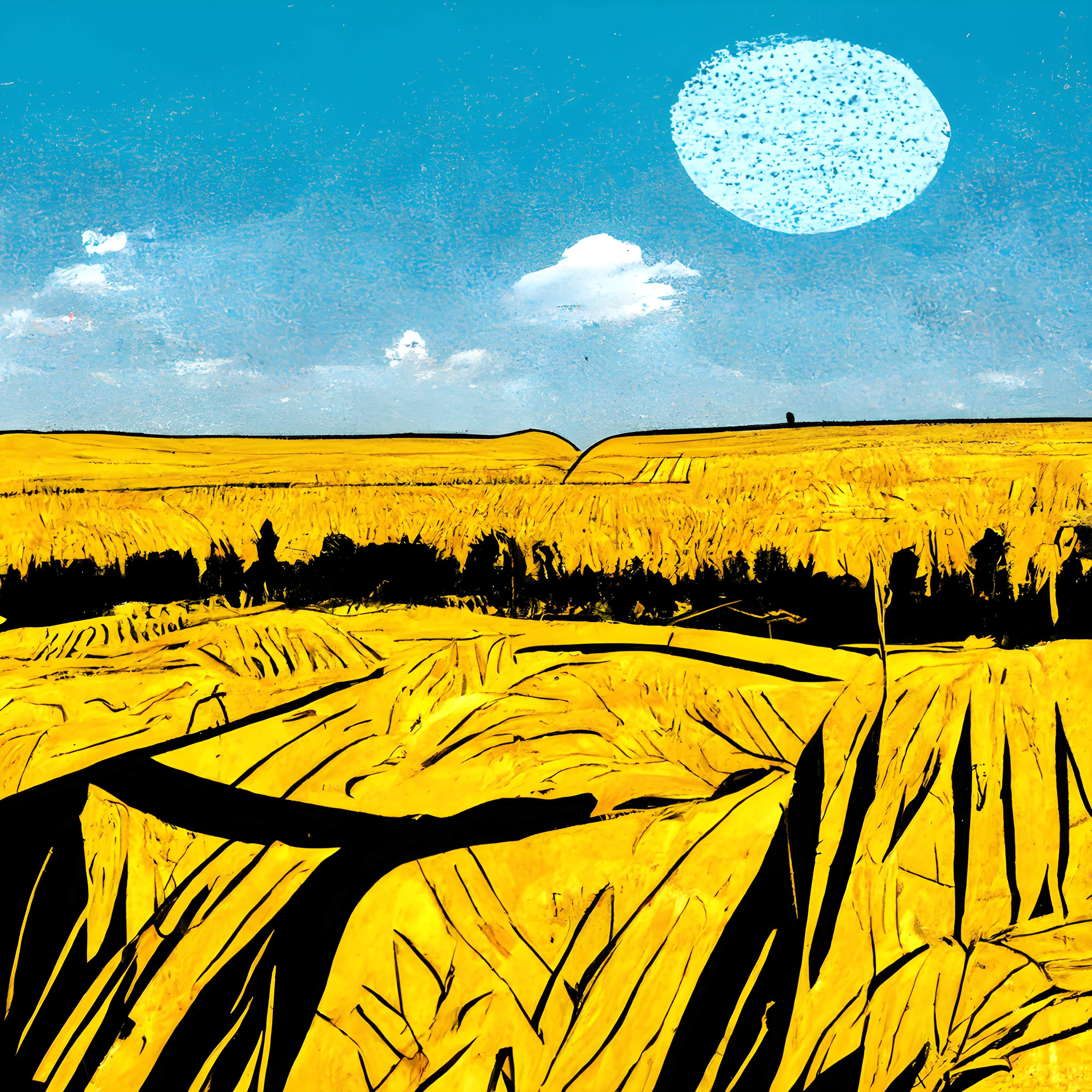 Золоті поля зерна під чистим блакитним небом (Golden Fields of Grain Under a Clear Blue Sky)
