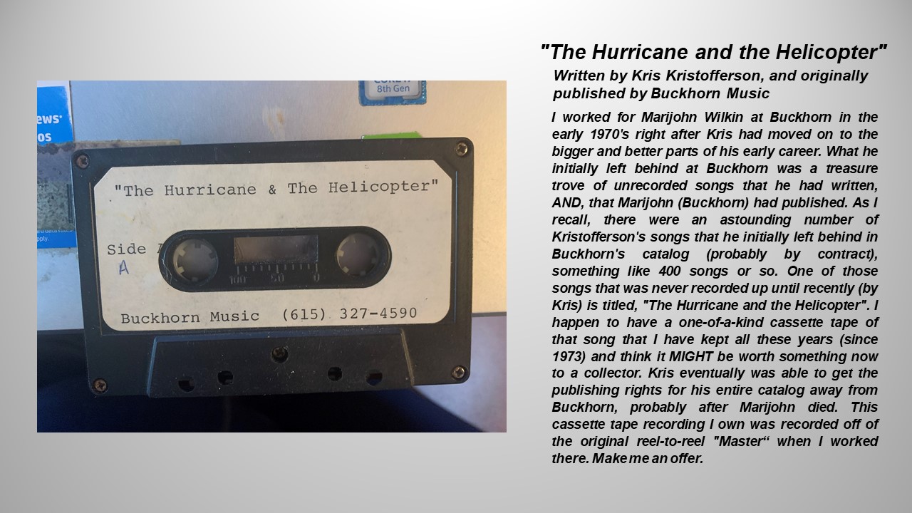 "The Hurricane & the Helicopter" one-of-a-kind cassette recording 