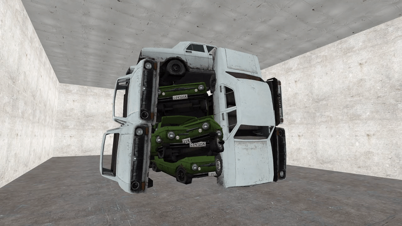 Clipping Green Cars Inside Static White Cars