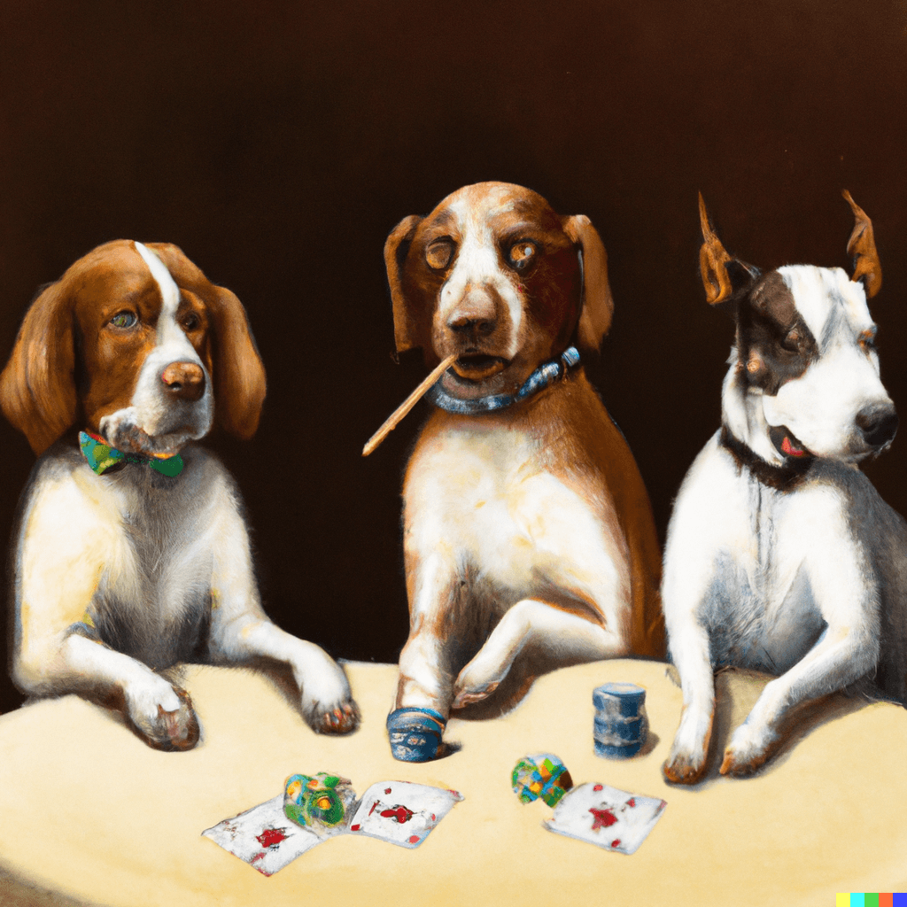 Classical Dogs Playing Poker human & Ai generated NFT