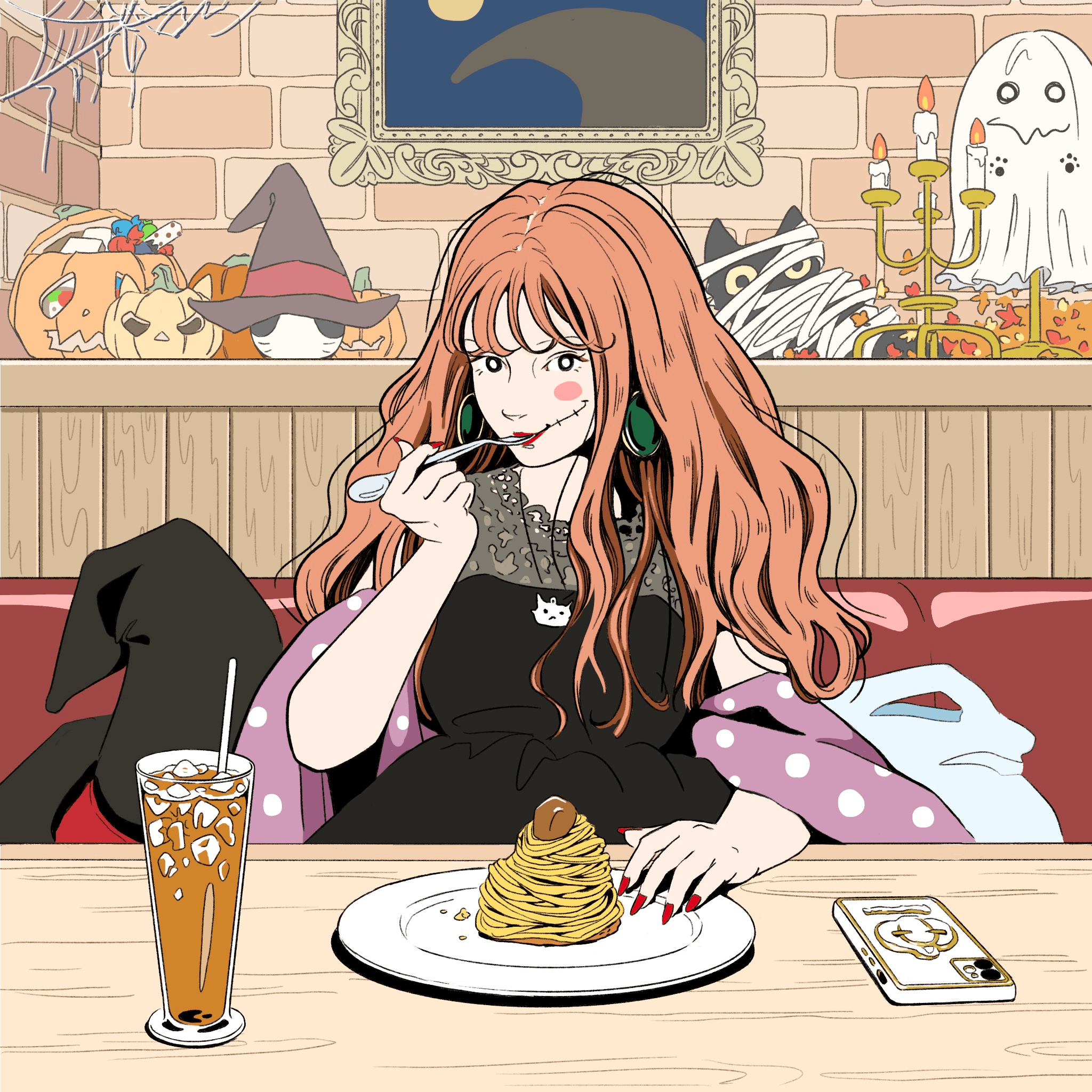 One Mont Blanc, a girl in Halloween costume